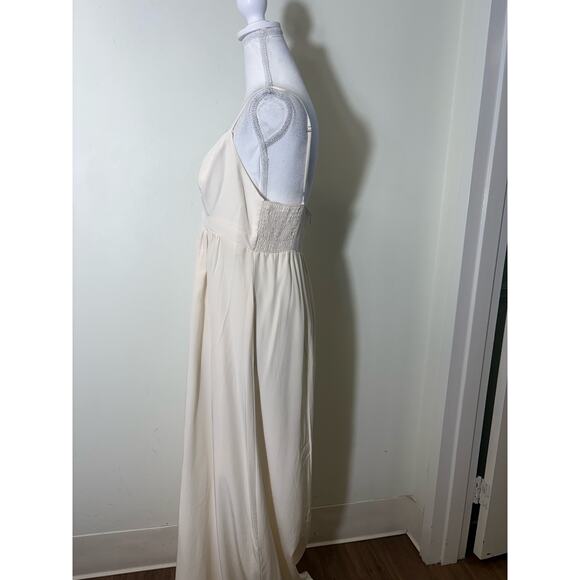 Amanda Uprichard Ivory Silk Spaghetti Strap Maxi Dress Sz L - Picture 2 of 4